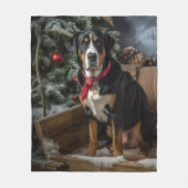 Greater Swiss Mountain Snowy Sleigh Kerstmis Fleece Deken (Voorkant)