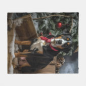 Greater Swiss Mountain Snowy Sleigh Kerstmis Fleece Deken (Voorkant (Horizontaal))