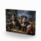 Greater Swiss Mountain Snowy Sleigh Kerstmis Fotoblokken (Rechts)