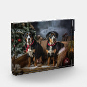 Greater Swiss Mountain Snowy Sleigh Kerstmis Fotoblokken (Links)