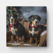 Greater Swiss Mountain Snowy Sleigh Kerstmis Fotoplaat (Voorkant)