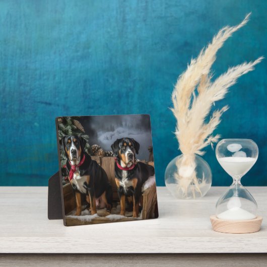 Greater Swiss Mountain Snowy Sleigh Kerstmis Fotoplaat (Insitu)