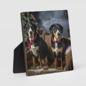 Greater Swiss Mountain Snowy Sleigh Kerstmis Fotoplaat (Voorkant)