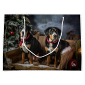 Greater Swiss Mountain Snowy Sleigh Kerstmis Groot Cadeauzakje (Voorkant)