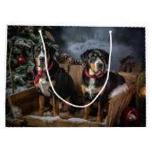 Greater Swiss Mountain Snowy Sleigh Kerstmis Groot Cadeauzakje (Achterkant)