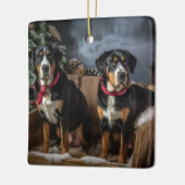 Greater Swiss Mountain Snowy Sleigh Kerstmis Keramisch Ornament (Links)