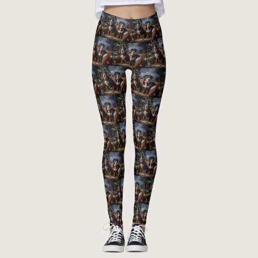 Greater Swiss Mountain Snowy Sleigh Kerstmis Leggings (Voorkant)