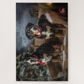 Greater Swiss Mountain Snowy Sleigh Kerstmis Legpuzzel (Verticaal)
