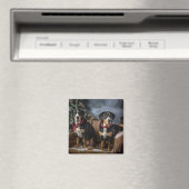 Greater Swiss Mountain Snowy Sleigh Kerstmis Magneet (Insitu (Vaatwasser))