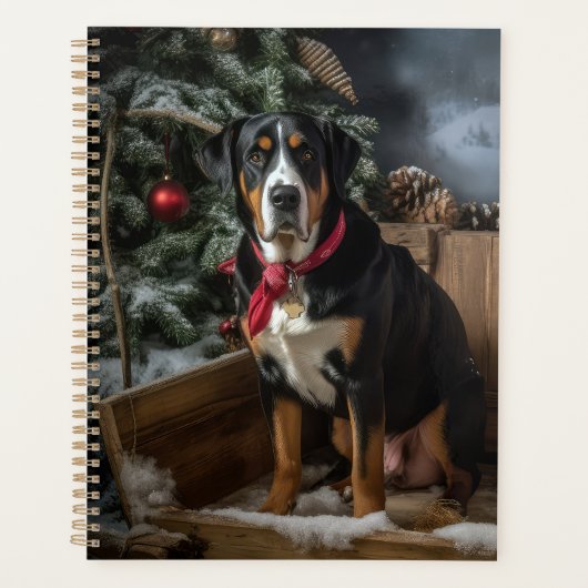 Greater Swiss Mountain Snowy Sleigh Kerstmis Planner (Voorkant)