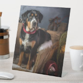 Greater Swiss Mountain Snowy Sleigh Kerstmis Reclamebord Met Voetstuk (Insitu)