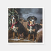 Greater Swiss Mountain Snowy Sleigh Kerstmis Servet (Voorkant)