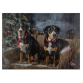 Greater Swiss Mountain Snowy Sleigh Kerstmis Snijplank (Voorkant)