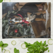 Greater Swiss Mountain Snowy Sleigh Kerstmis Theedoek (Gevouwen)