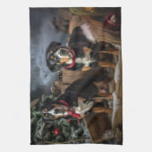 Greater Swiss Mountain Snowy Sleigh Kerstmis Theedoek (Verticaal)