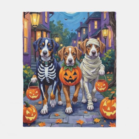 Greater Swiss Mountain Trick-or-Treating Halloween Fleece Deken (Voorkant)