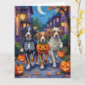 Greater Swiss Mountain Trick-or-Treating Halloween Kaart (Gele Bloem)