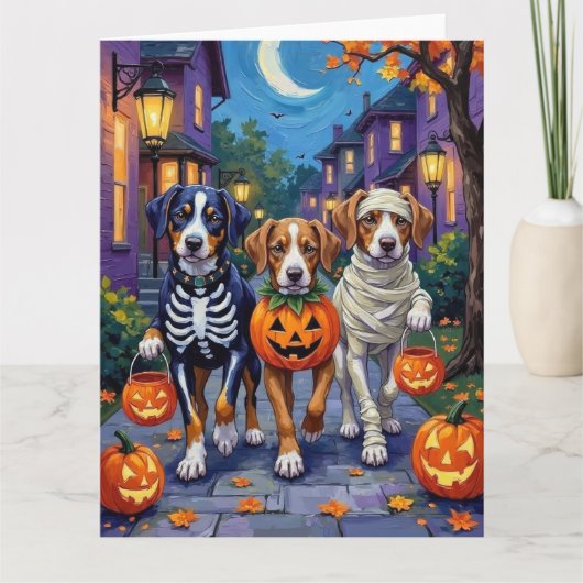 Greater Swiss Mountain Trick-or-Treating Halloween Kaart (Voorkant)