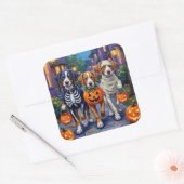 Greater Swiss Mountain Trick-or-Treating Halloween Vierkante Sticker (Envelop)