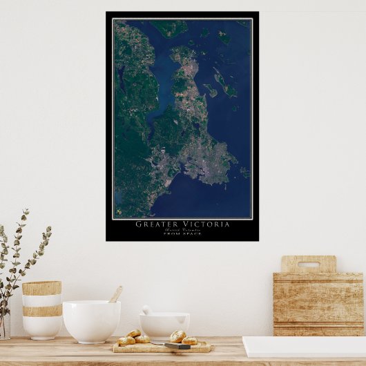 Greater Victoria British Columbia Satellite Poster (Keuken)