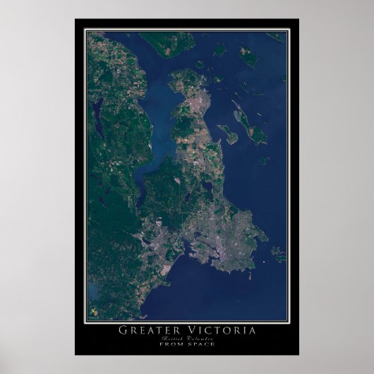 Greater Victoria British Columbia Satellite Poster (Voorkant)