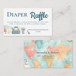 Greatest Adventure Teal Diaper Raffle Baby Shower Informatiekaartje