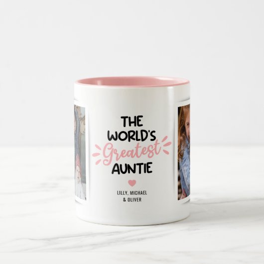 Greatest Auntie 2 Photo Two-Tone Coffee Mok (Center)