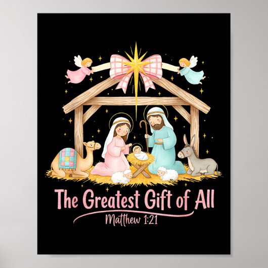 Greatest Gift Of All Matthew 1_21 Coquette Christm Poster (Voorkant)
