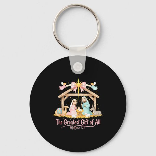 Greatest Gift Of All Matthew 1_21 Coquette Christm Sleutelhanger (Voorkant)
