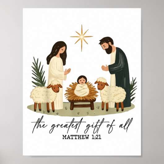 Greatest Gift Of All Nativity Scene Christian Chri Poster (Voorkant)