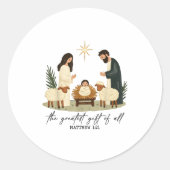 Greatest Gift Of All Nativity Scene Christian Chri Ronde Sticker (Voorkant)