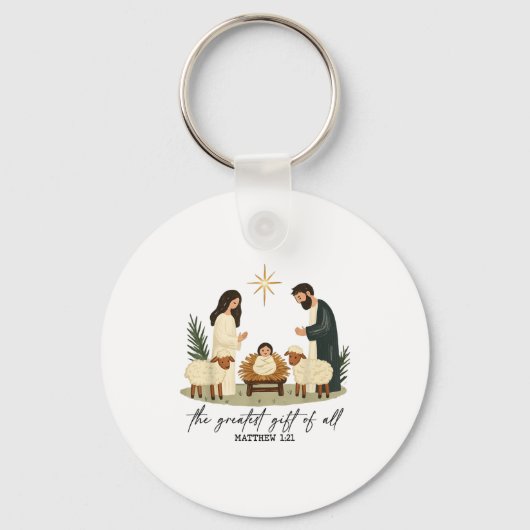 Greatest Gift Of All Nativity Scene Christian Chri Sleutelhanger (Voorkant)