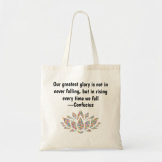 Greatest Glory Confucius citeert kleurrijke lotus Tote Bag