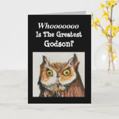 Greatest Godson Happy Birthday Funny Owl Card Kaart (Gele Bloem)