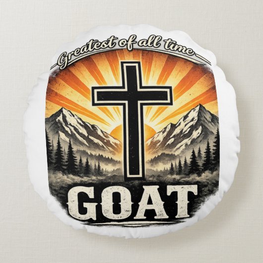 Greatest Of All Time (GOAT) – Christelijk Kruis Fa Rond Kussen (Voorkant)