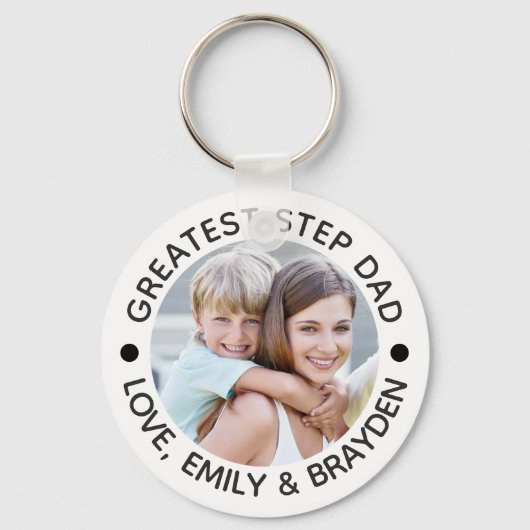 GREATEST STEPDAD zwarte foto Persoonlijk Sleutelhanger (Voorkant)