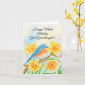 GreatGranddaughter Happy March Birthday Blue Bird Kaart (Gele Bloem)
