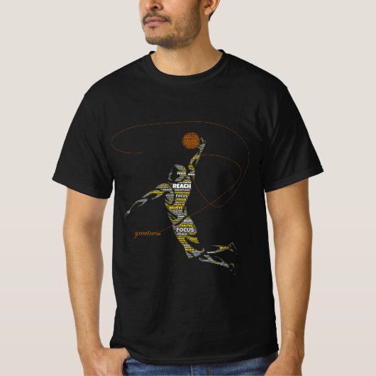Greatness Basketbal Typography Speler T-shirt – M (Voorkant)