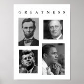 GREATNESS POSTER Lincoln, FDR, JFK, Obama (Voorkant)