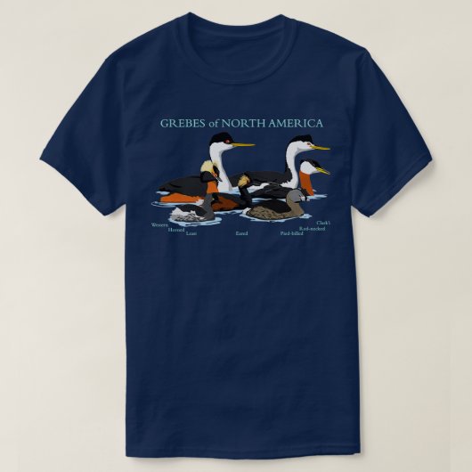 Grebes of North America met tekst T-shirt (Design voorkant)