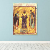 Grec Coisl 79 f.2v Emperor Nicephorus III Botaniat Canvas Afdruk (Insitu (Houten vloer))