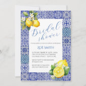 Grecian Blue en Lemon Bridal Shower Uitnodiging (Voorkant)