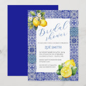 Grecian Blue en Lemon Bridal Shower Uitnodiging (Voorkant / Achterkant)