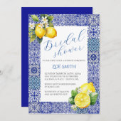 Grecian Blue en Lemon Bridal Shower Uitnodiging (Voorkant / Achterkant)
