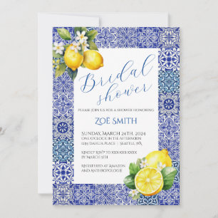 Grecian Blue en Lemon Bridal Shower Uitnodiging
