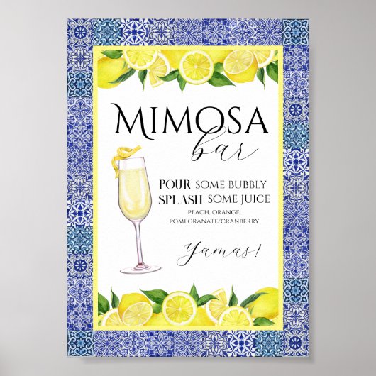 Grecian Blue en Lemon Mimosa Bar Poster (Voorkant)