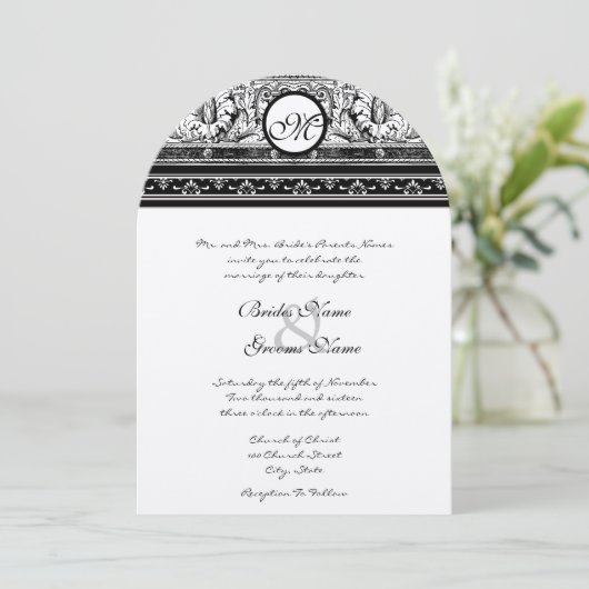 Grecian Floral Big Greek Wedding Invitation Kaart (Staand voorkant)