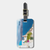 Grecian Paradise. schilderij van de waterverf Sant Bagagelabel (Voorkant verticaal)