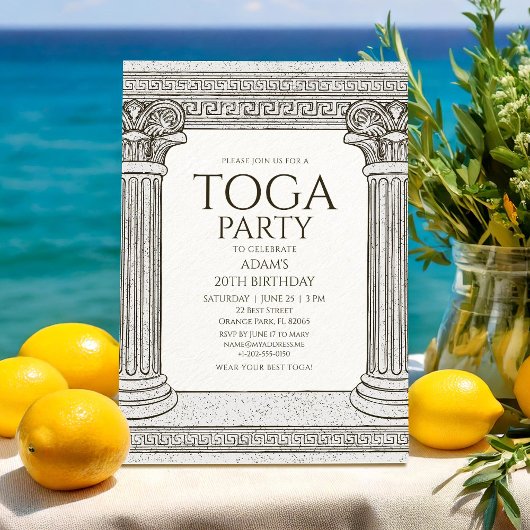Grecian Toga Party nodigt uit tot stenen kolommen Kaart