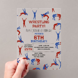 Greco Roman Freestyle Wrestling Verjaardagsfeestje Acryl Uitnodigingen
